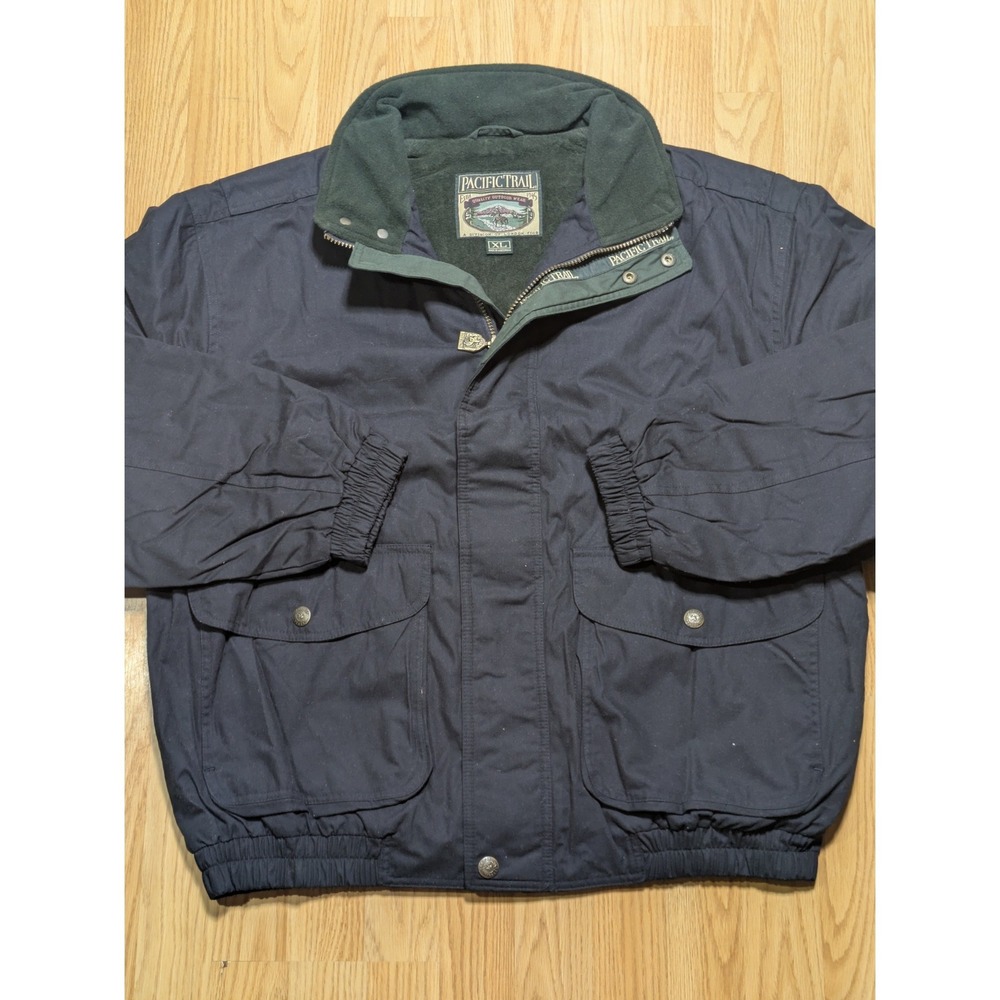 Pacific Trail Mens Vintage Outdoor Fleece Lined Bomber Jacket Blue XL